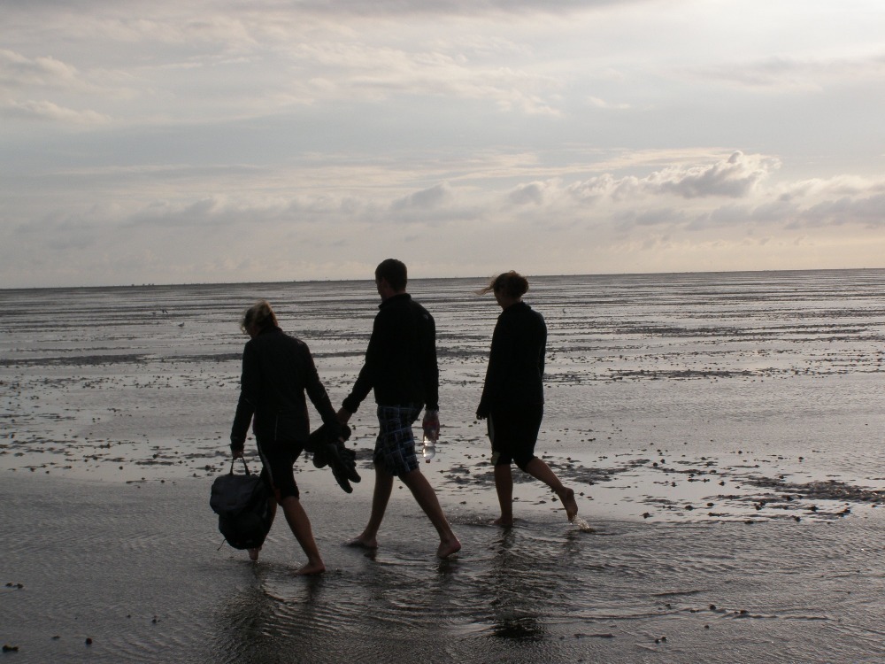 po mořském dně zpět na pláž