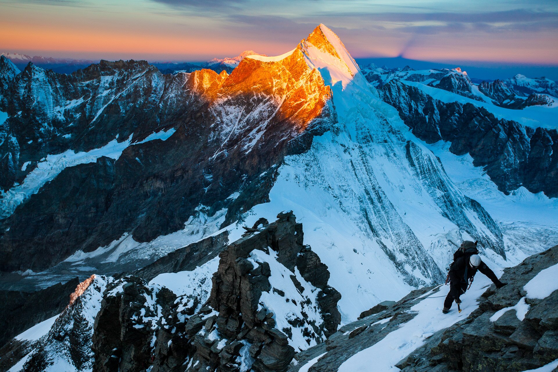 Sólovýstup hřebenem Liongrat na Matterhorn, 08/2014