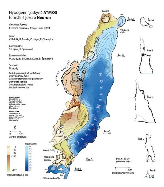 Mapa jeskyně Atmos a jezera Neuron