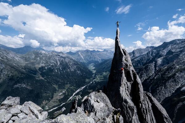 Žulová skalní jehla La Fiamma v Bergellu, srpen 2022, foto: Kuba Cejpek
